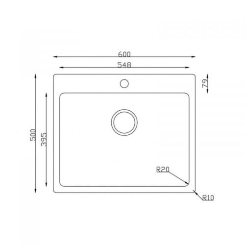 Kích thước chậu rửa bát Konox Turkey Neron 600