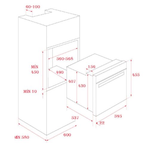 Kích thước lò nướng điện Teka HLC 840 SS